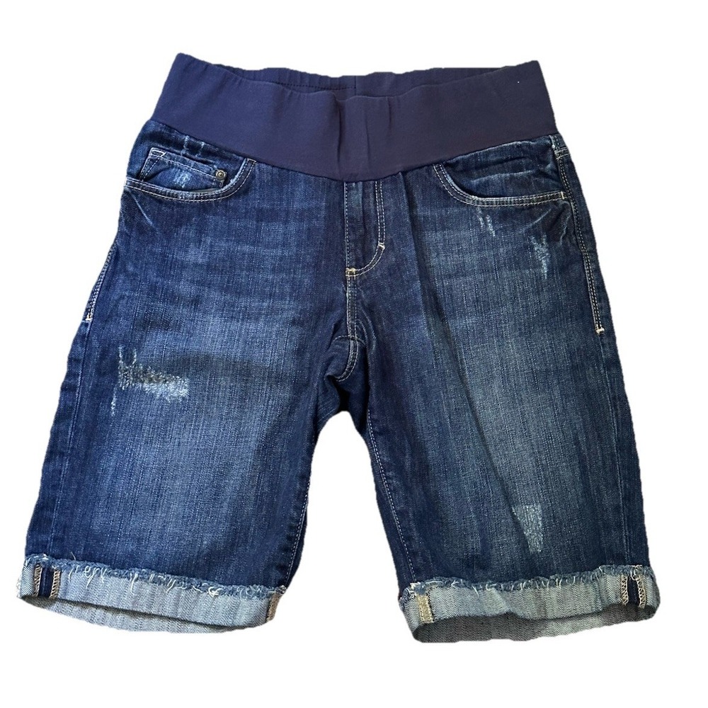 Mavi Maternity Jean Bermuda Shorts Size Small Distressed Denim Cuffed